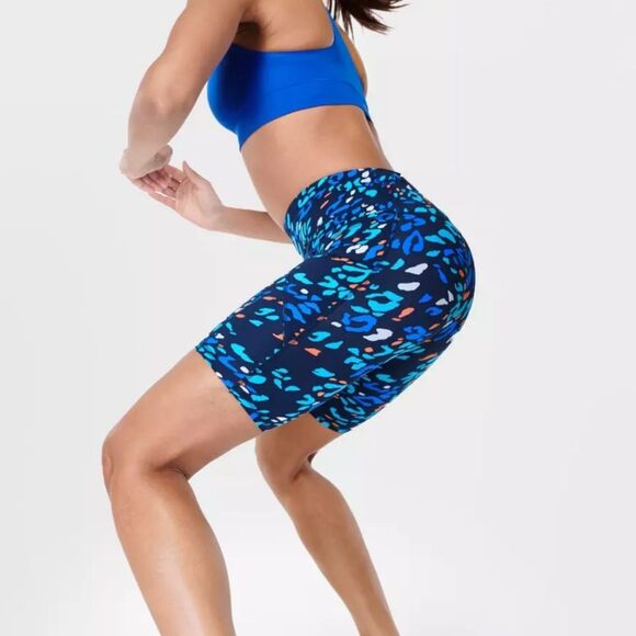 Sweaty Betty Power 9" Biker Shorts in Blue Animal Space Print Size 10 - Picture 5 of 8